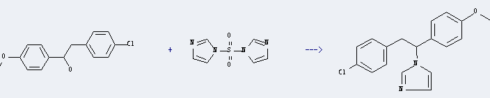 1,1'-Sulfonyldiimidazole can react with 2-(4-chlorophenyl)-1-(4-methoxyphenyl)ethanol to get 1-[2-(4-chloro-phenyl)-1-(4-methoxy-phenyl)-ethyl]-1H-imidazole